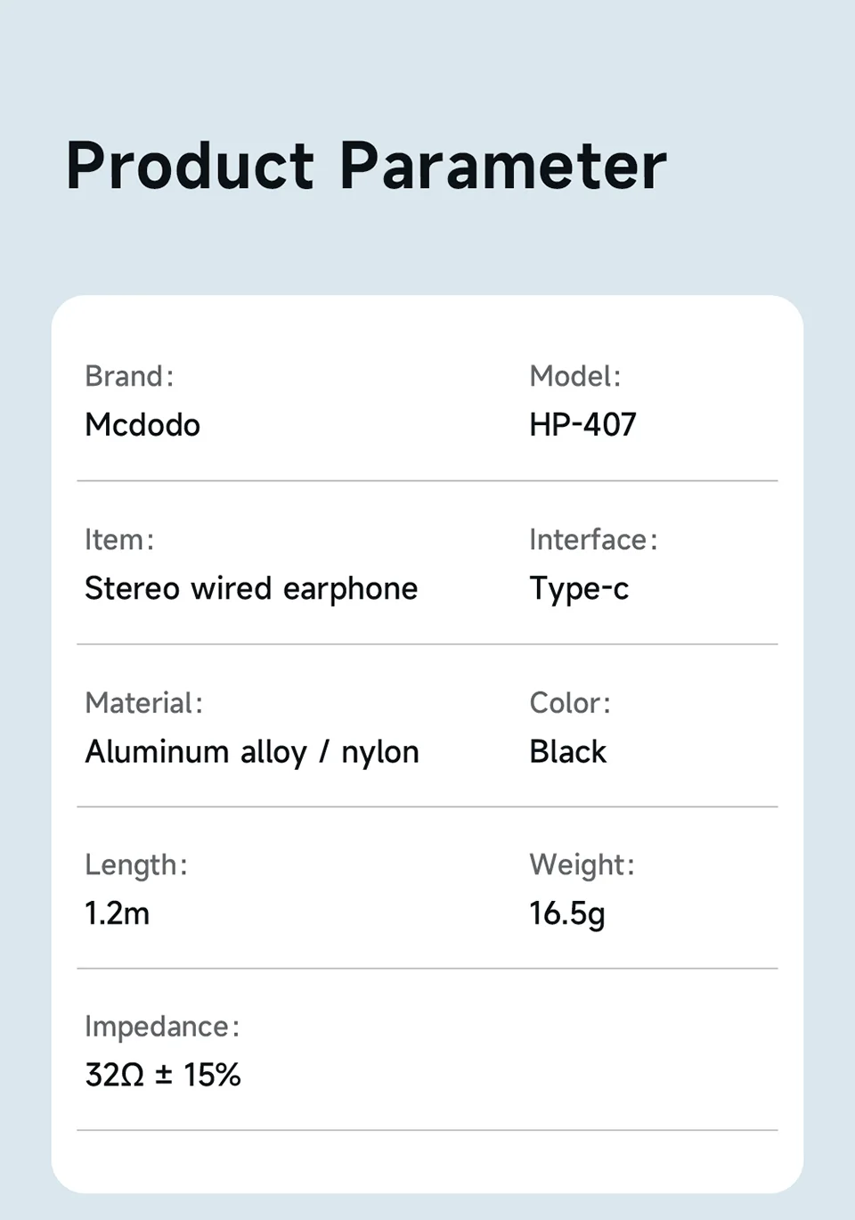 MCDODO HP-4070 Type-C Stereo Sound Wired Earphone HD Call Microphone Headphone 13