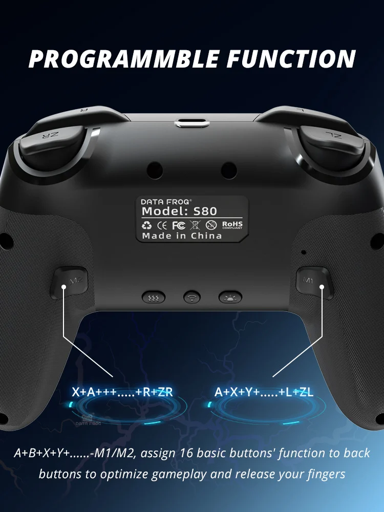 Controllore DATA FROG S80 Elite Edition per Nintendo Switch / Switch Lite / OLED / PC Wireless Bluetooth Game Console, Lightning Pattern 10