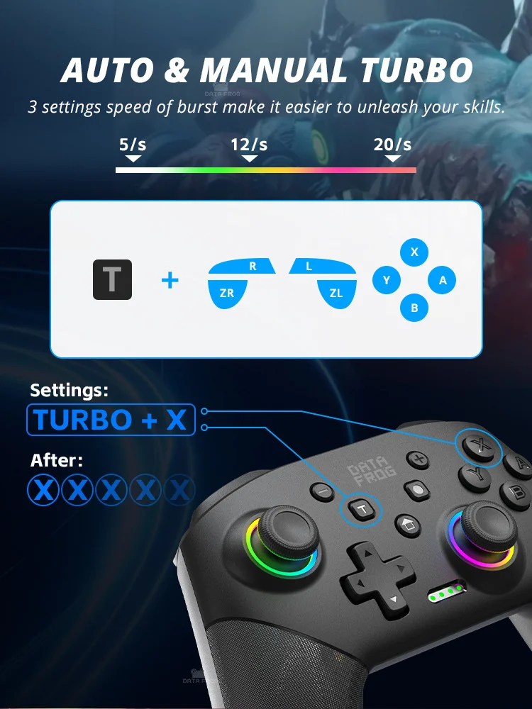Controllore DATA FROG S80 Elite Edition per Nintendo Switch / Switch Lite / OLED / PC Wireless Bluetooth Game Console, Lightning Pattern 4