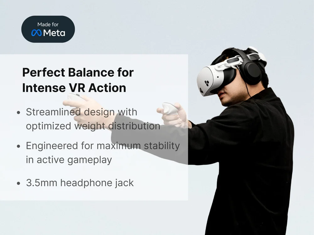 Bandeau pour casque VR BOBOVR E3 Pro pour Meta Quest 3/3S avec batterie 10 000 mAh