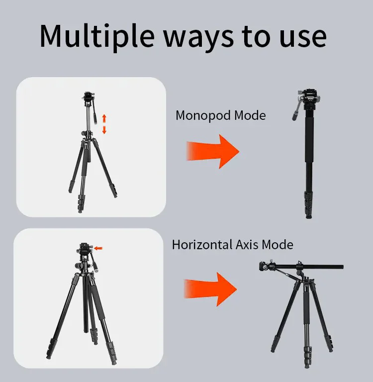 JMARY KS355+HG60 DSLR ILDC Camera 2-in-1 Monopod Tripod 360 Degree Panoramic Ball Head Stand 6