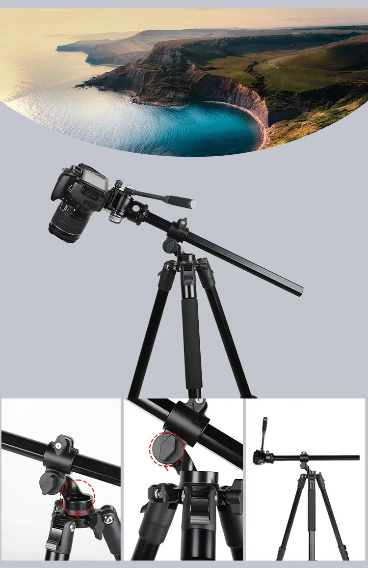 JMARY KS355+HG60 DSLR ILDC Camera 2-in-1 Monopod Tripod 360 Degree Panoramic Ball Head Stand 7