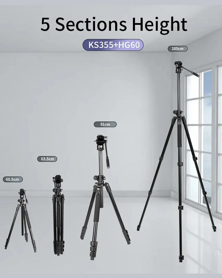 JMARY KS355+HG60 DSLR ILDC Camera 2-in-1 Monopod Tripod 360 Degree Panoramic Ball Head Stand 9