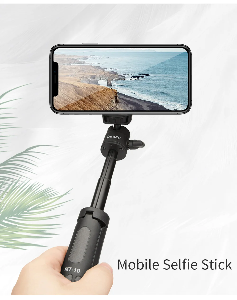 JMARY MT19 Portable Mini Extendable Selfie Stick Camera Mobile Phone Holder Live Streaming Tripod Desktop Stand 7