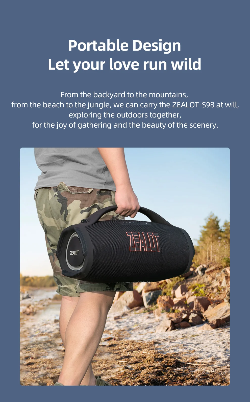 ZEALOT S98 Enceinte Bluetooth portable 160 W, caisson de basses stéréo sans fil TWS, HiFi, compatible Bluetooth - Noir 13