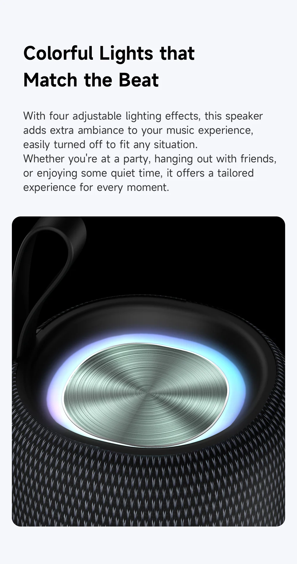 MCDODO BS-1410 Portable Speaker Bluetooth-Compatible Wireless Audio with Colorful Lights IPX4 Waterproof 4