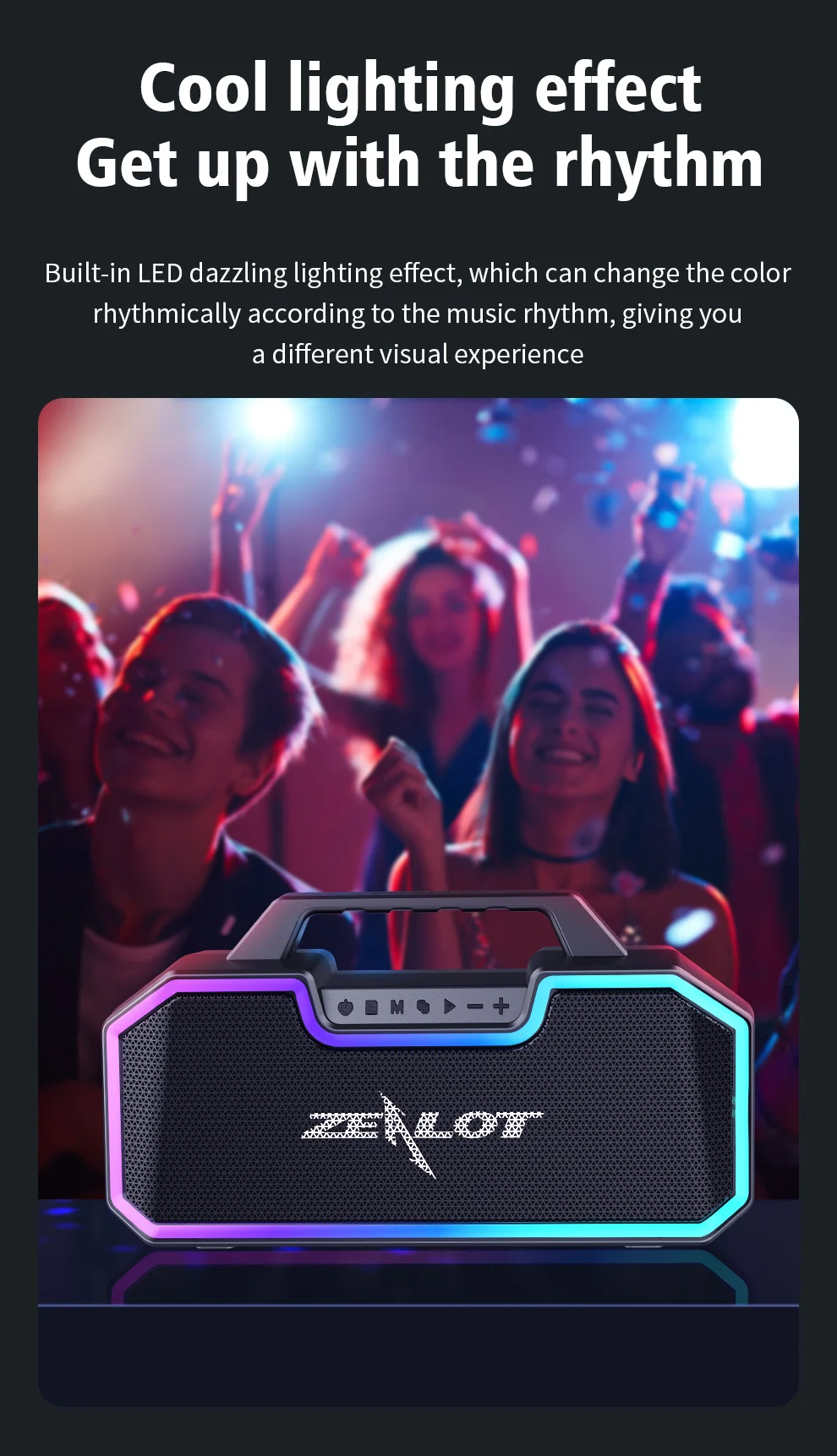 ZEALOT S57 Enceinte portable d'extérieur rechargeable Bluetooth, éclairage coloré, musique sans fil, caisson de basses, prise en charge de la carte TF, lecture de musique 11