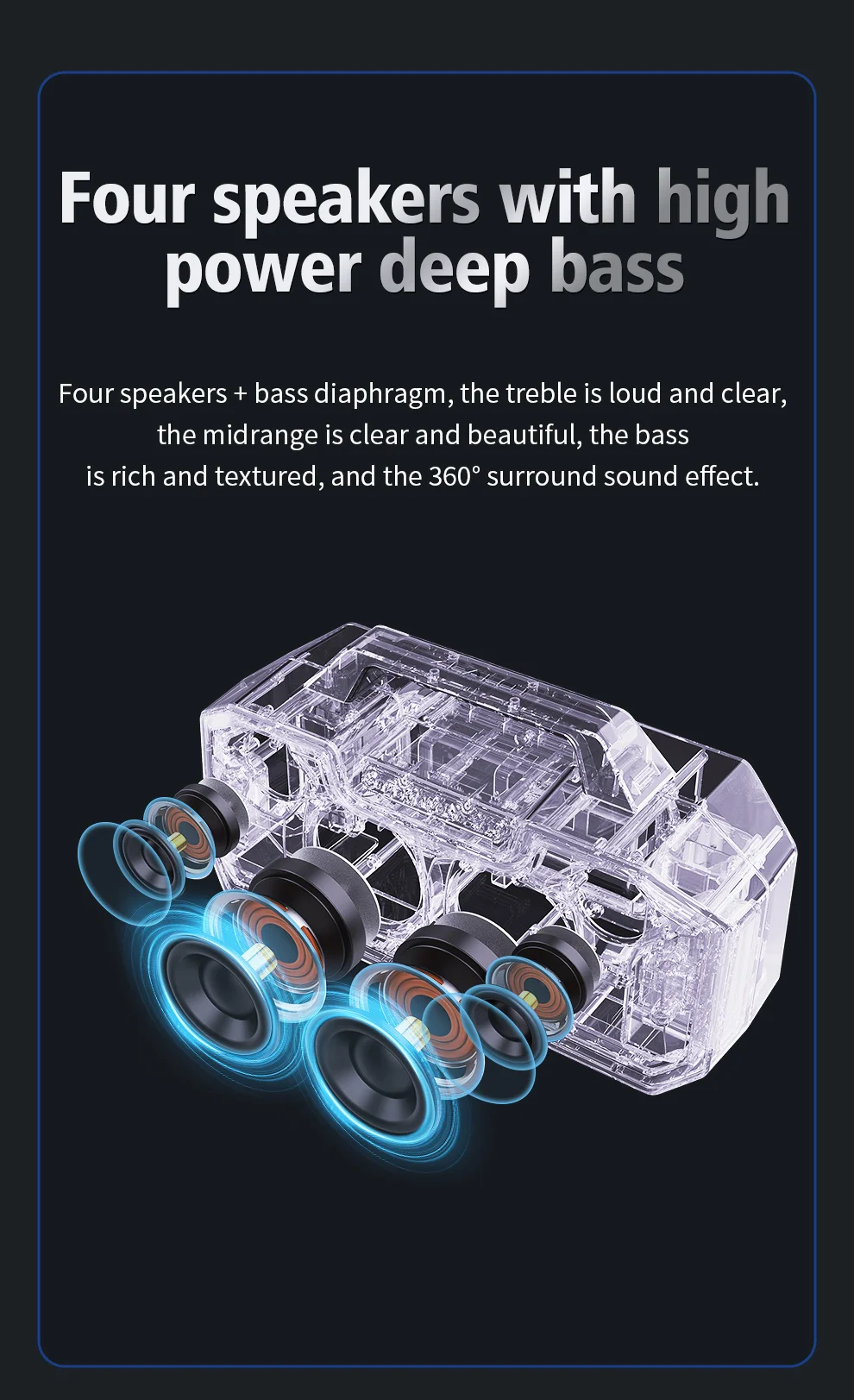 ZEALOT S57 Enceinte portable d'extérieur rechargeable Bluetooth, éclairage coloré, musique sans fil, caisson de basses, prise en charge de la carte TF, lecture de musique 8