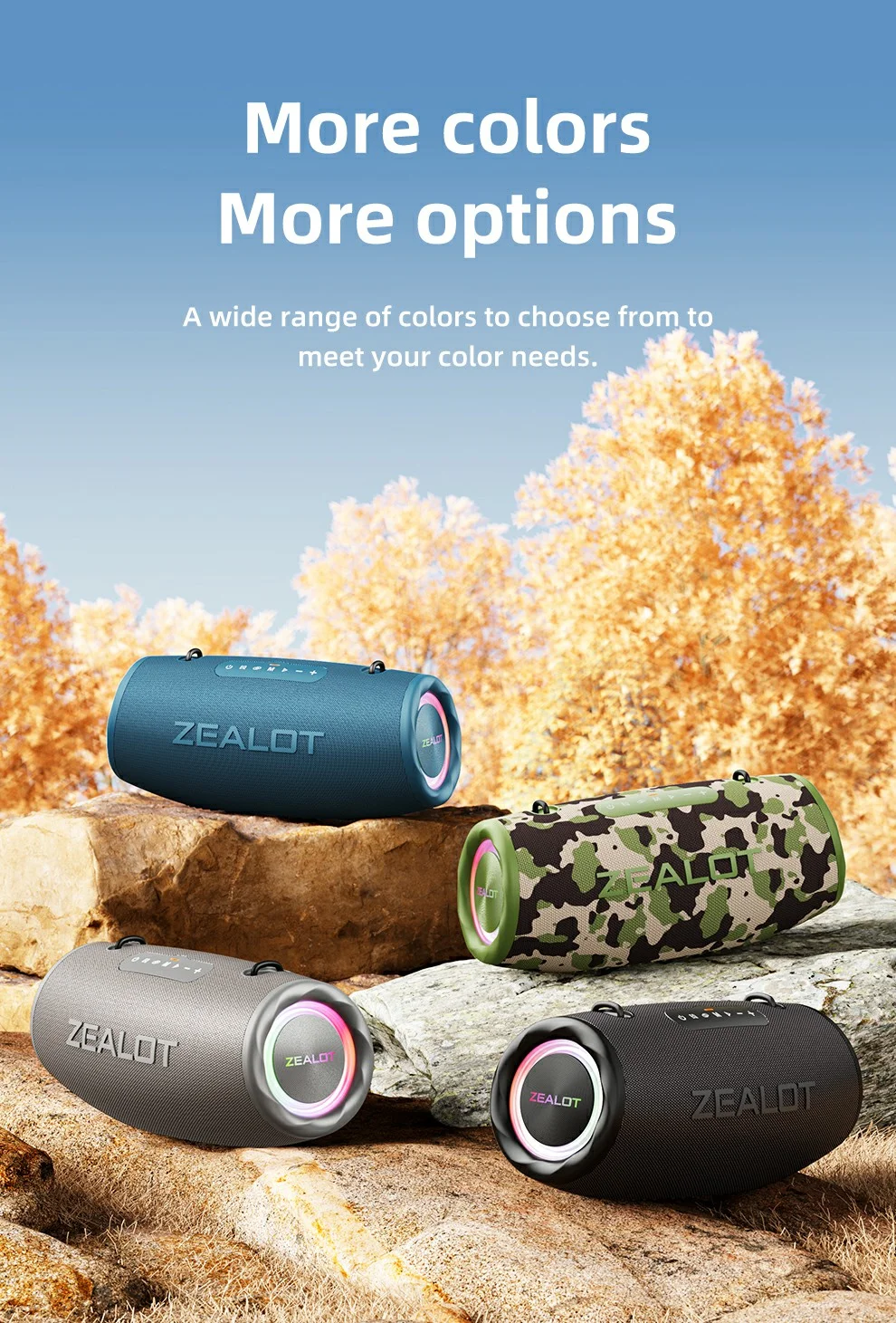 Enceinte Bluetooth ZEALOT S87, éclairage RGB, caisson de basses haute puissance 80 W, noir 11