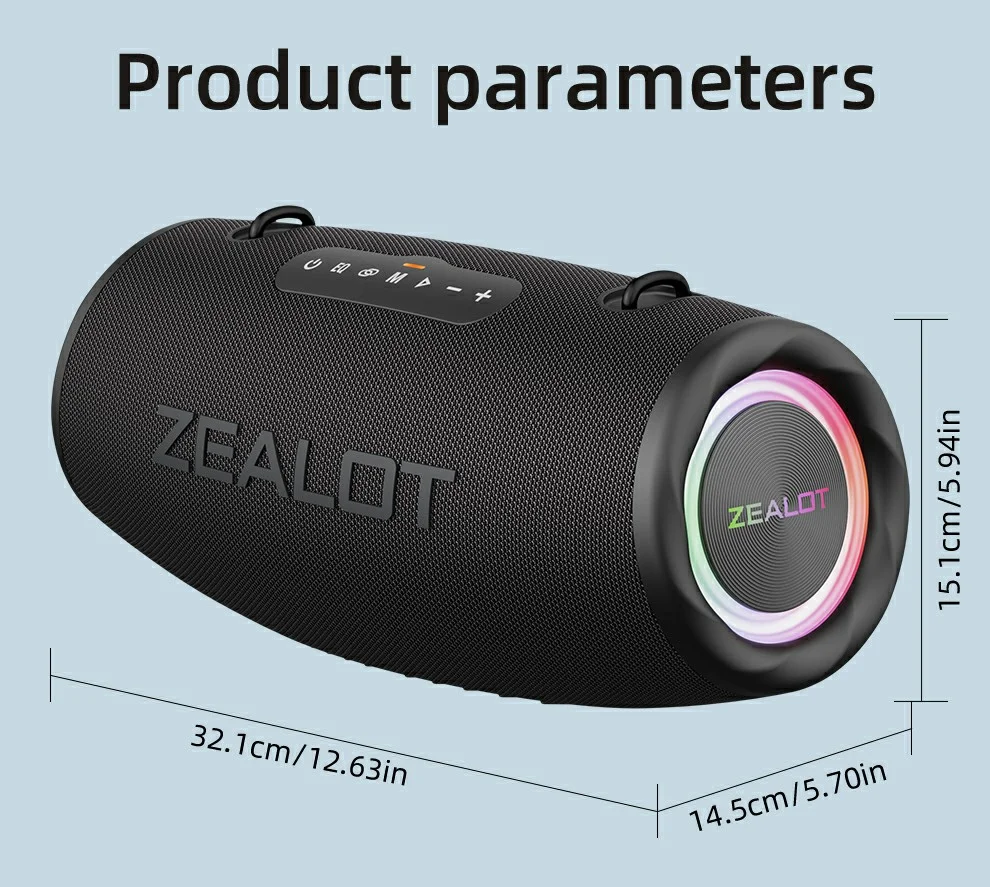 Enceinte Bluetooth ZEALOT S87, éclairage RGB, caisson de basses haute puissance 80 W, noir 14