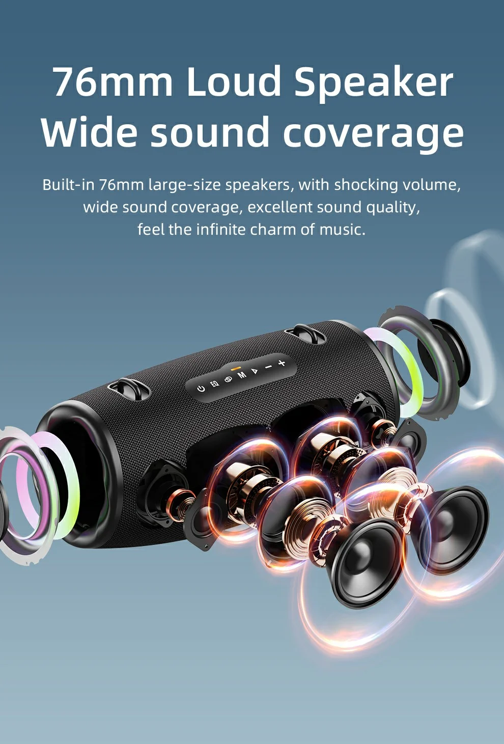 Enceinte Bluetooth ZEALOT S87, éclairage RGB, caisson de basses haute puissance 80 W, noir 3