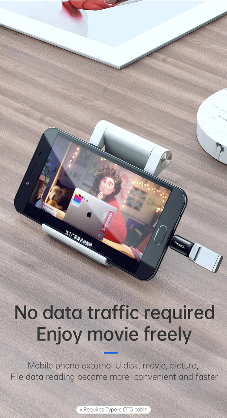 MCDODO OT-7690 Type-C to Micro USB OTG Adapter - Black 4