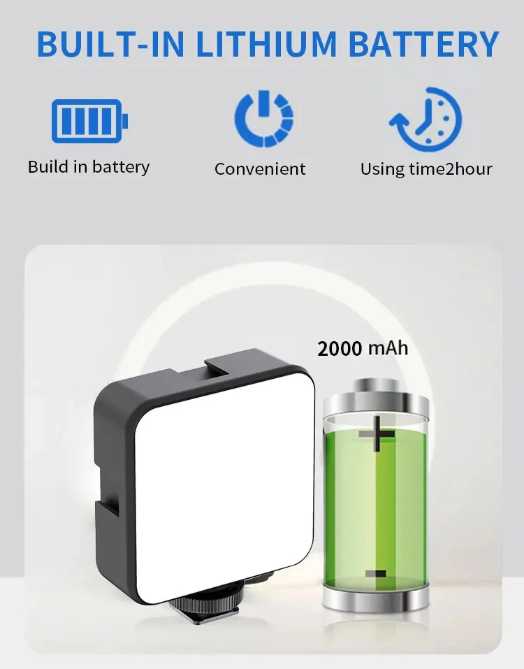 JMARY FM-59R Dimmable Video Recording Mini Fill Light with 3 Cold Shoe Mounts 5