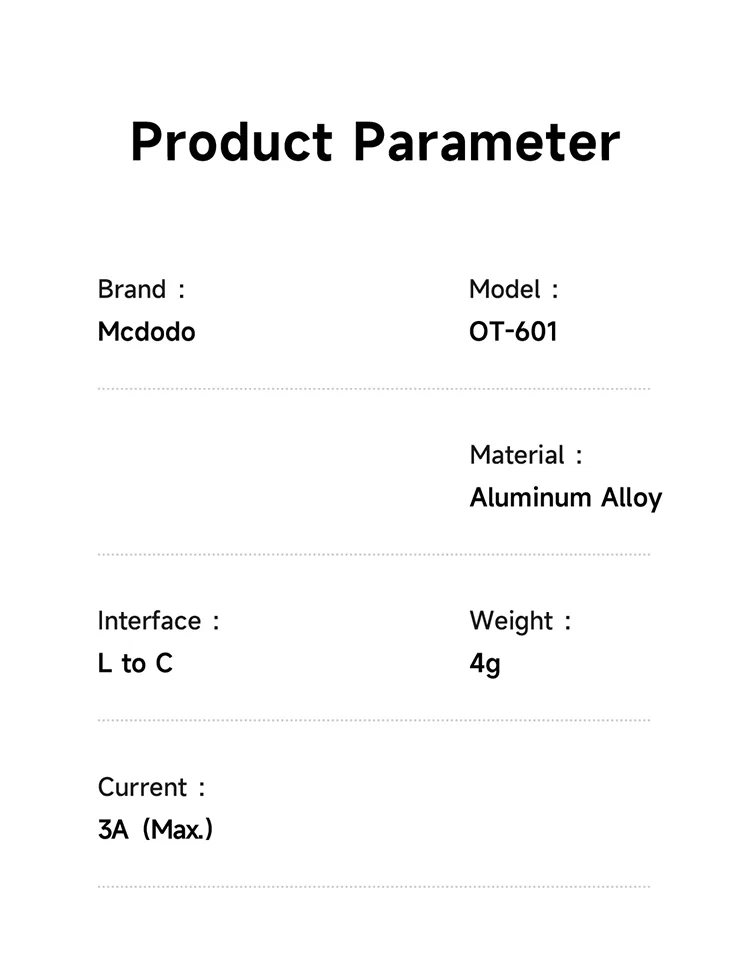 MCDODO OT-6010 60W 8-Pin to Type-C Adapter Smart Power Off PD Charging Converter - Black 12