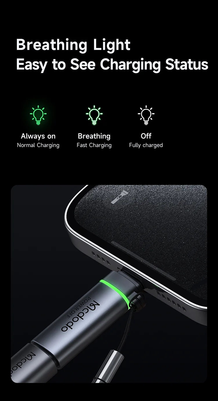 MCDODO OT-6010 60W 8-Pin to Type-C Adapter Smart Power Off PD Charging Converter - Black 8