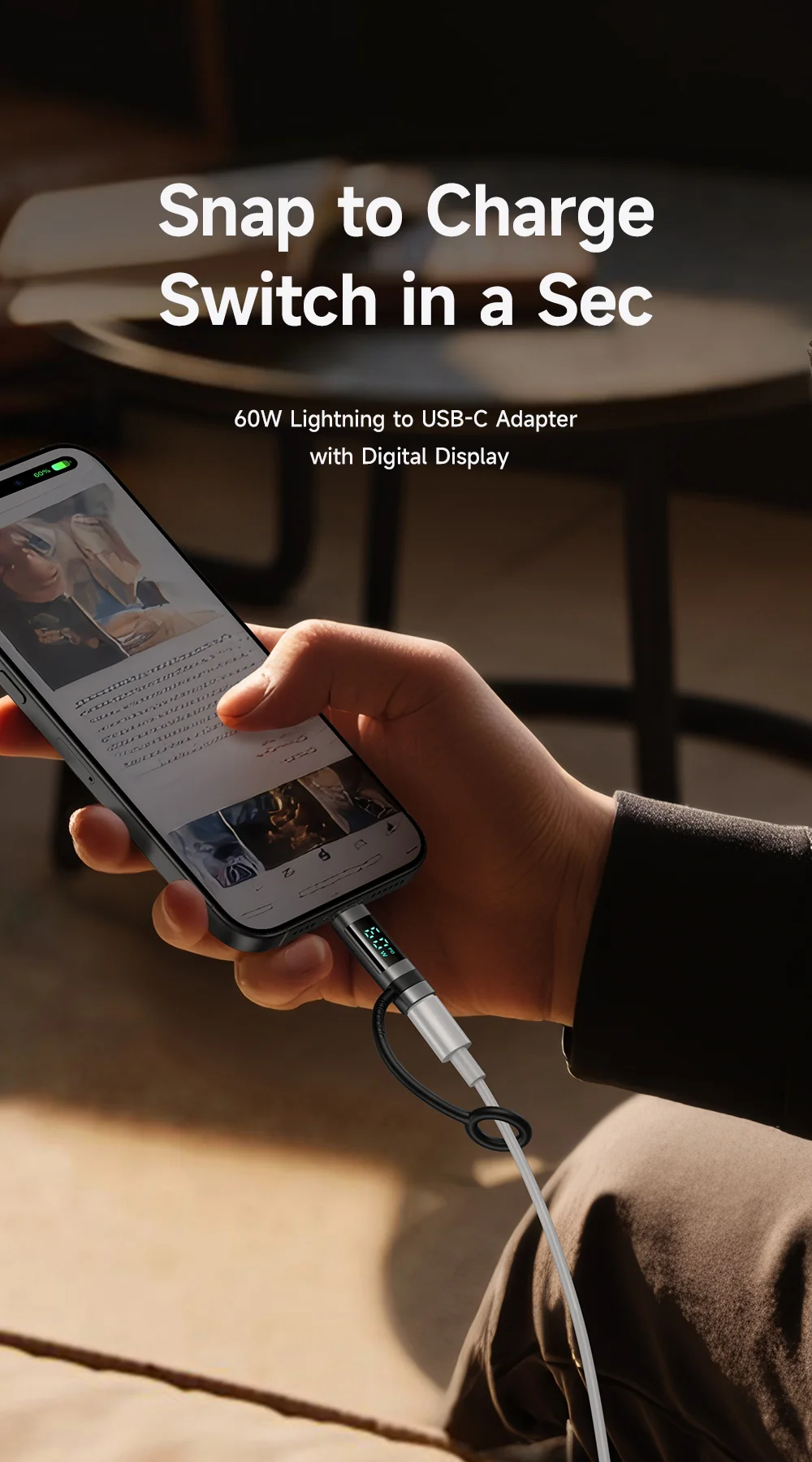 MCDODO OT-0180 MDD Digital Display PD Adapter iP to USB-C 60W Fast Charging Converter 1