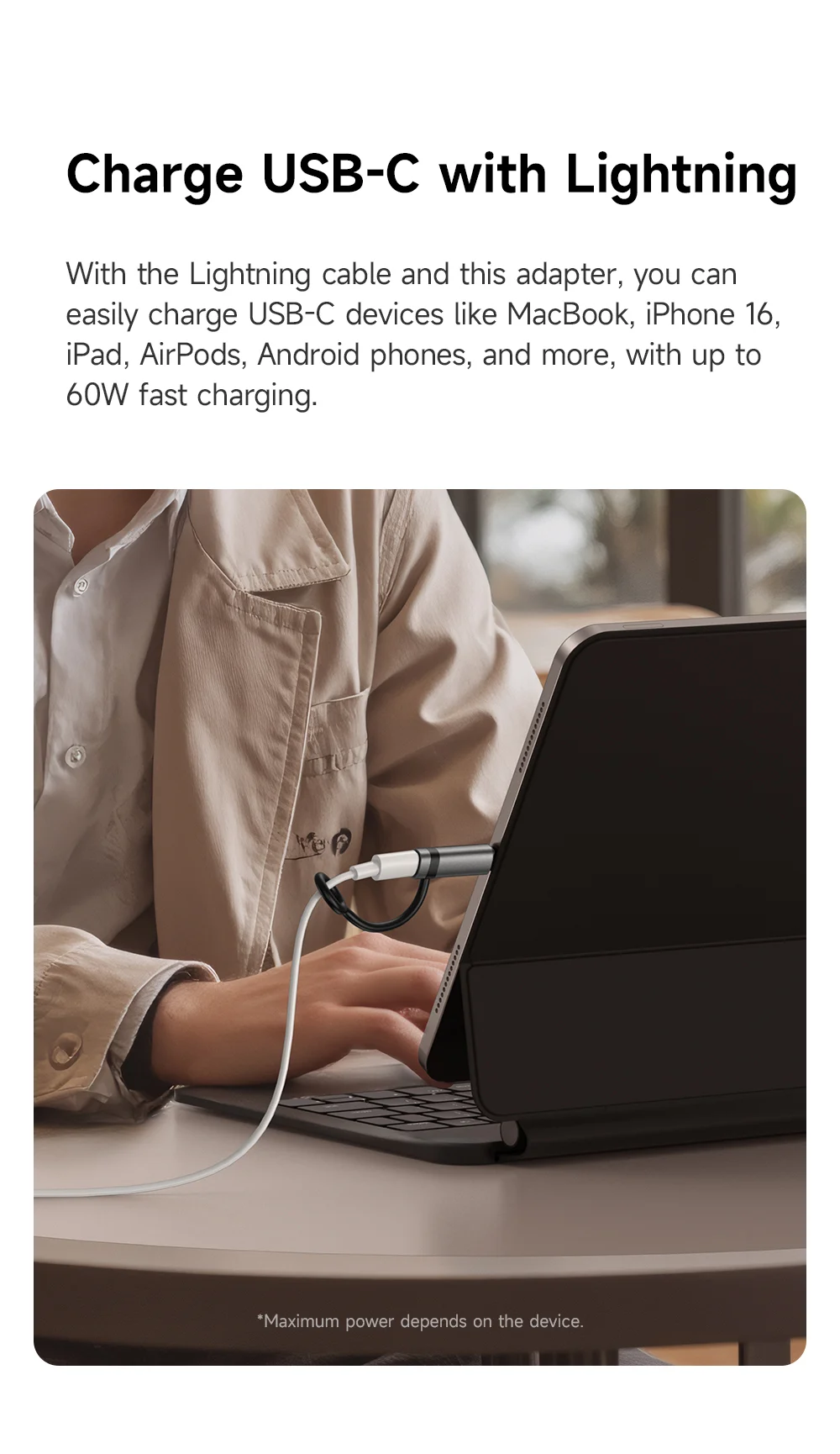 MCDODO OT-0180 MDD Digital Display PD Adapter iP to USB-C 60W Fast Charging Converter 2