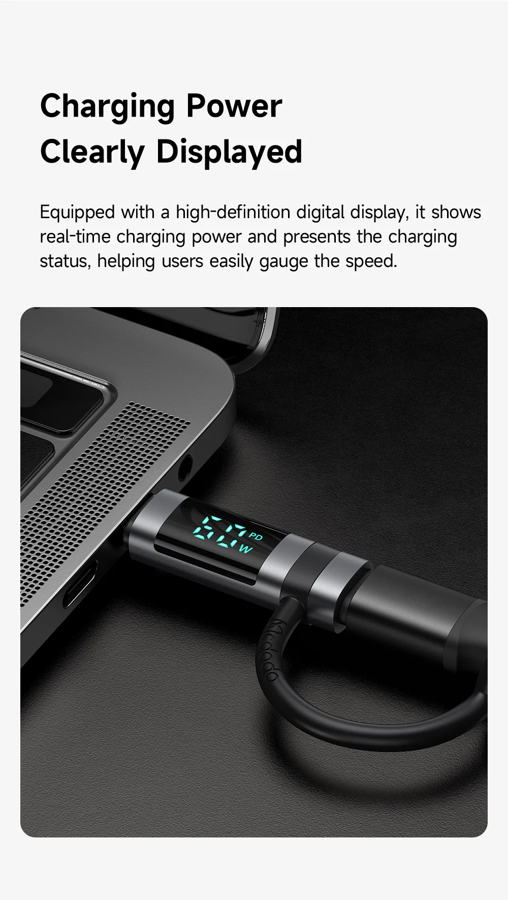 MCDODO OT-0180 MDD Digital Display PD Adapter iP to USB-C 60W Fast Charging Converter 3