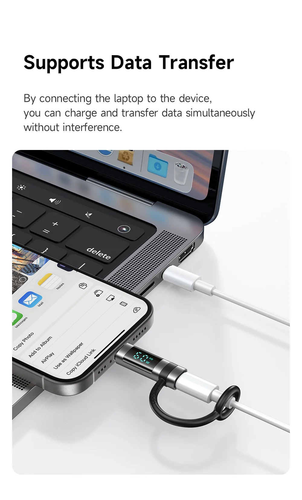 MCDODO OT-0180 MDD Digital Display PD Adapter iP to USB-C 60W Fast Charging Converter 4