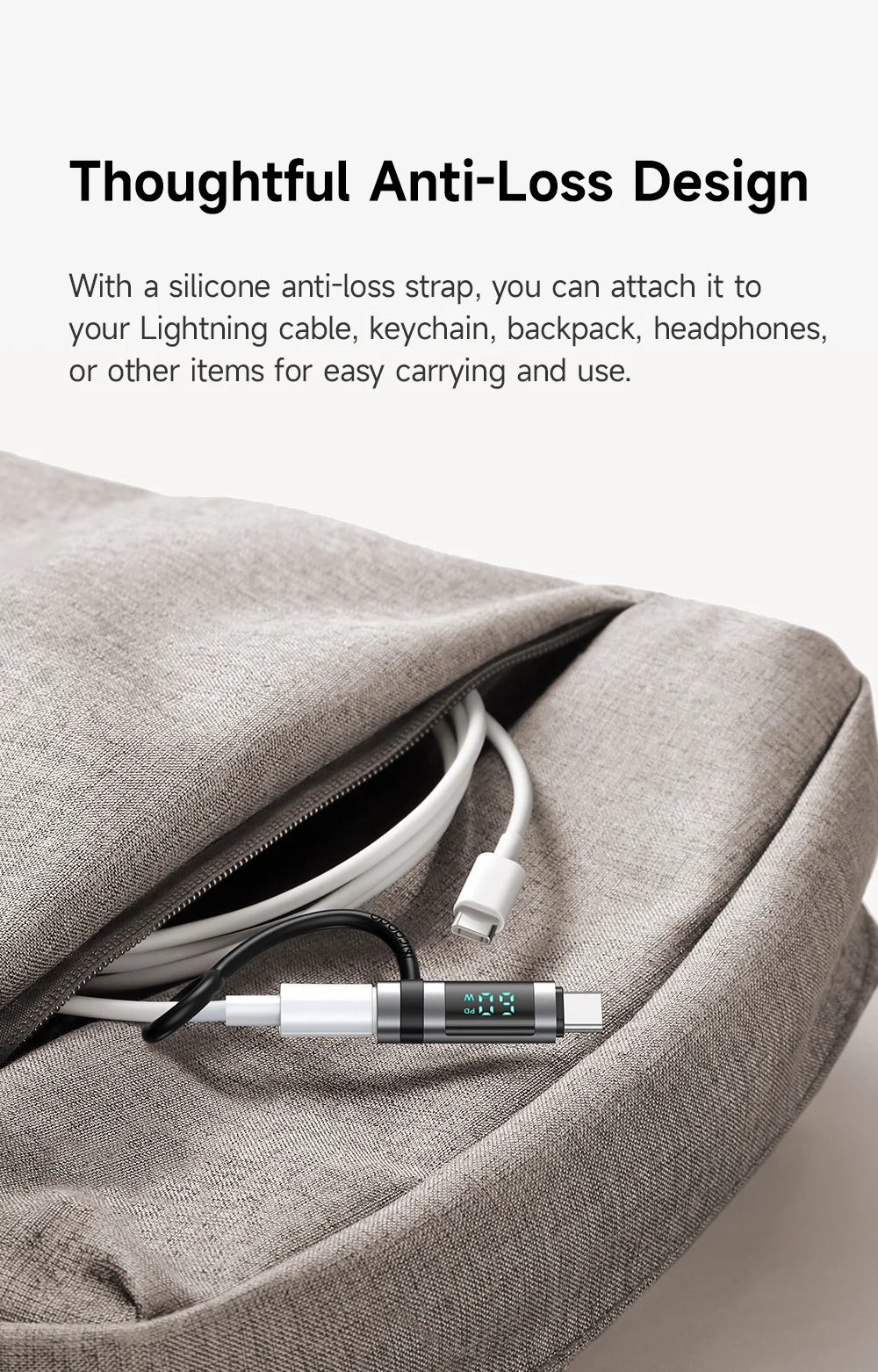 MCDODO OT-0180 MDD Digital Display PD Adapter iP to USB-C 60W Fast Charging Converter 5