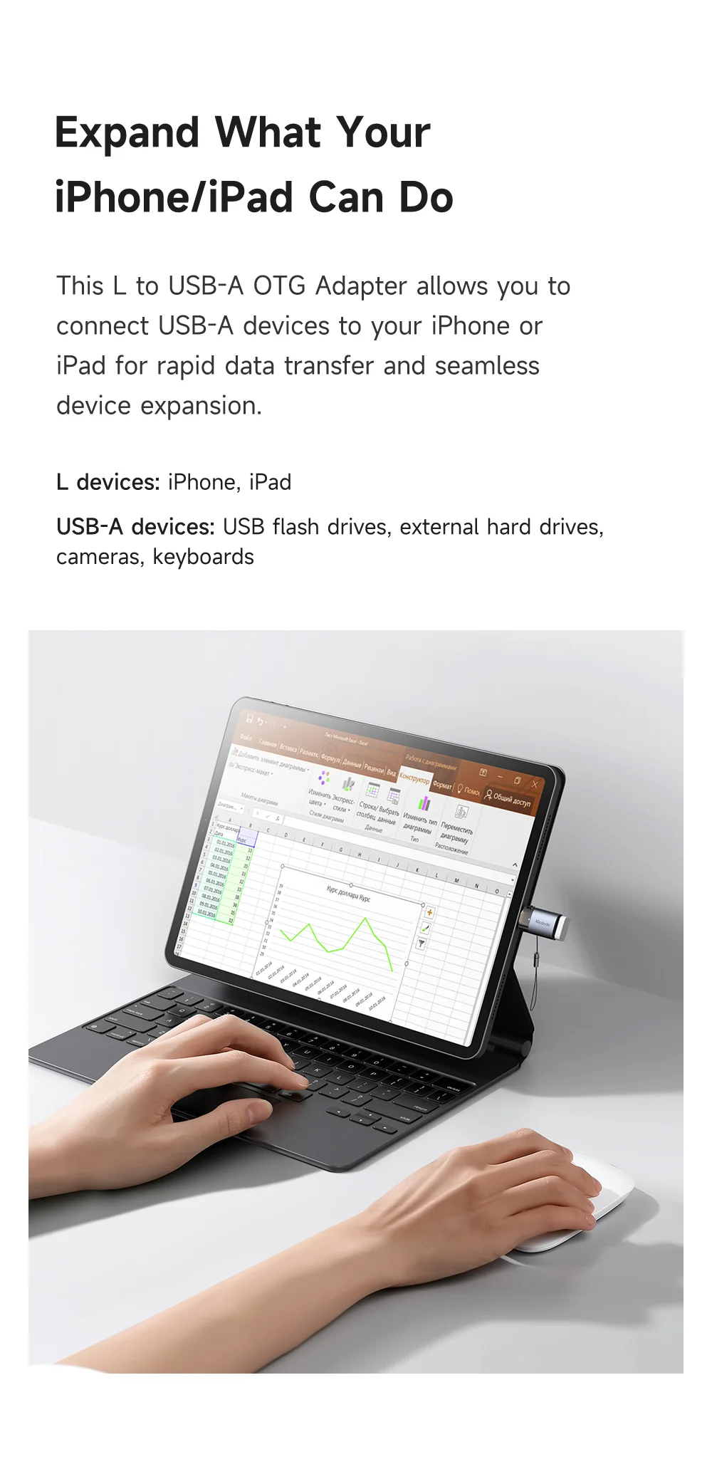 MCDODO OT-7390 MDD USB-A to iP Adapter with LED Light Data Transfer 480Mbps 2