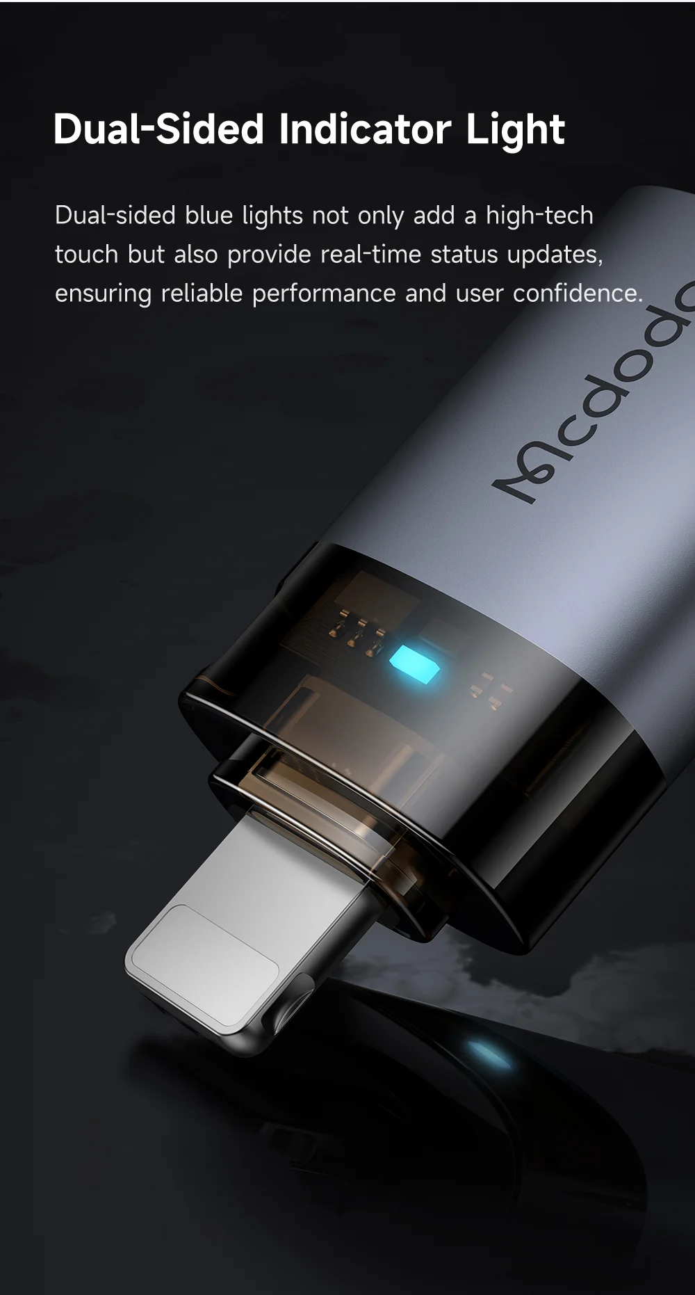 MCDODO OT-7390 MDD USB-A to iP Adapter with LED Light Data Transfer 480Mbps 4
