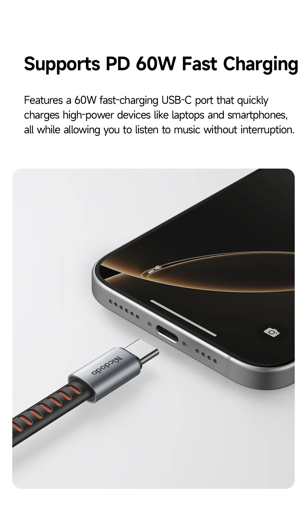 MCDODO CA-3370 MDD 2 in 1 Audio Adapter Cable USB-C to Dual USB-C Charging / Audio For Smartphones / Tablets 3