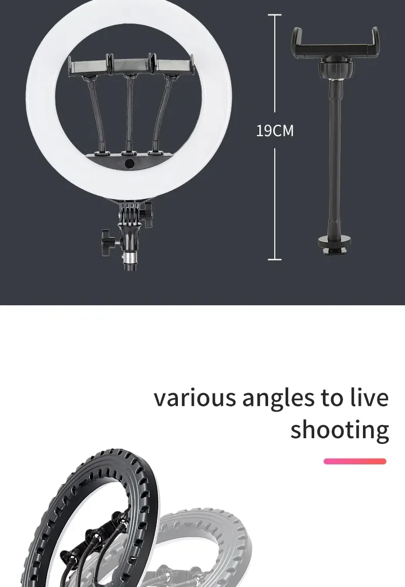 JMARY FM-14R 14-inch Live Streaming Ring Light Photography LED Fill Light - US Plug 13