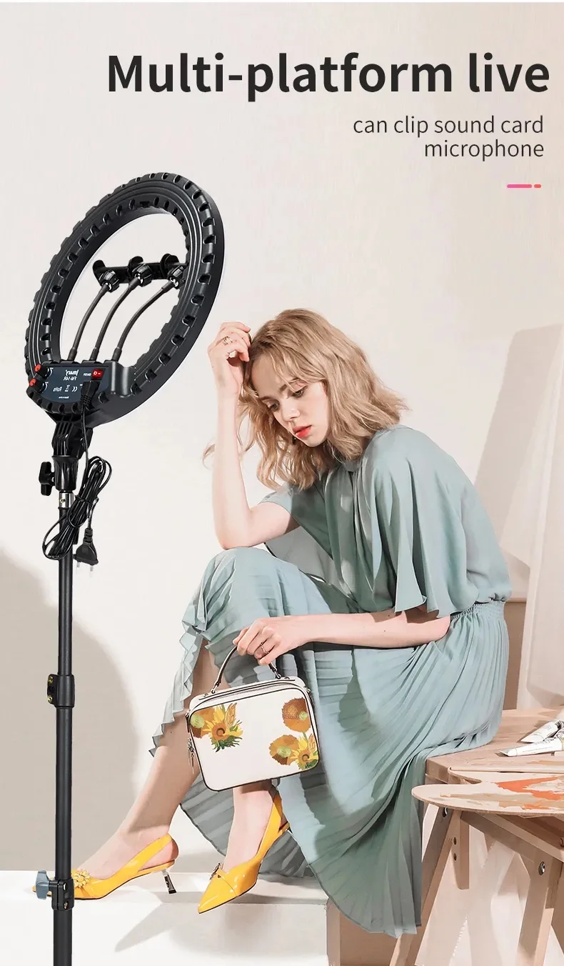 JMARY FM-14R 14-inch Live Streaming Ring Light Photography LED Fill Light - US Plug 4