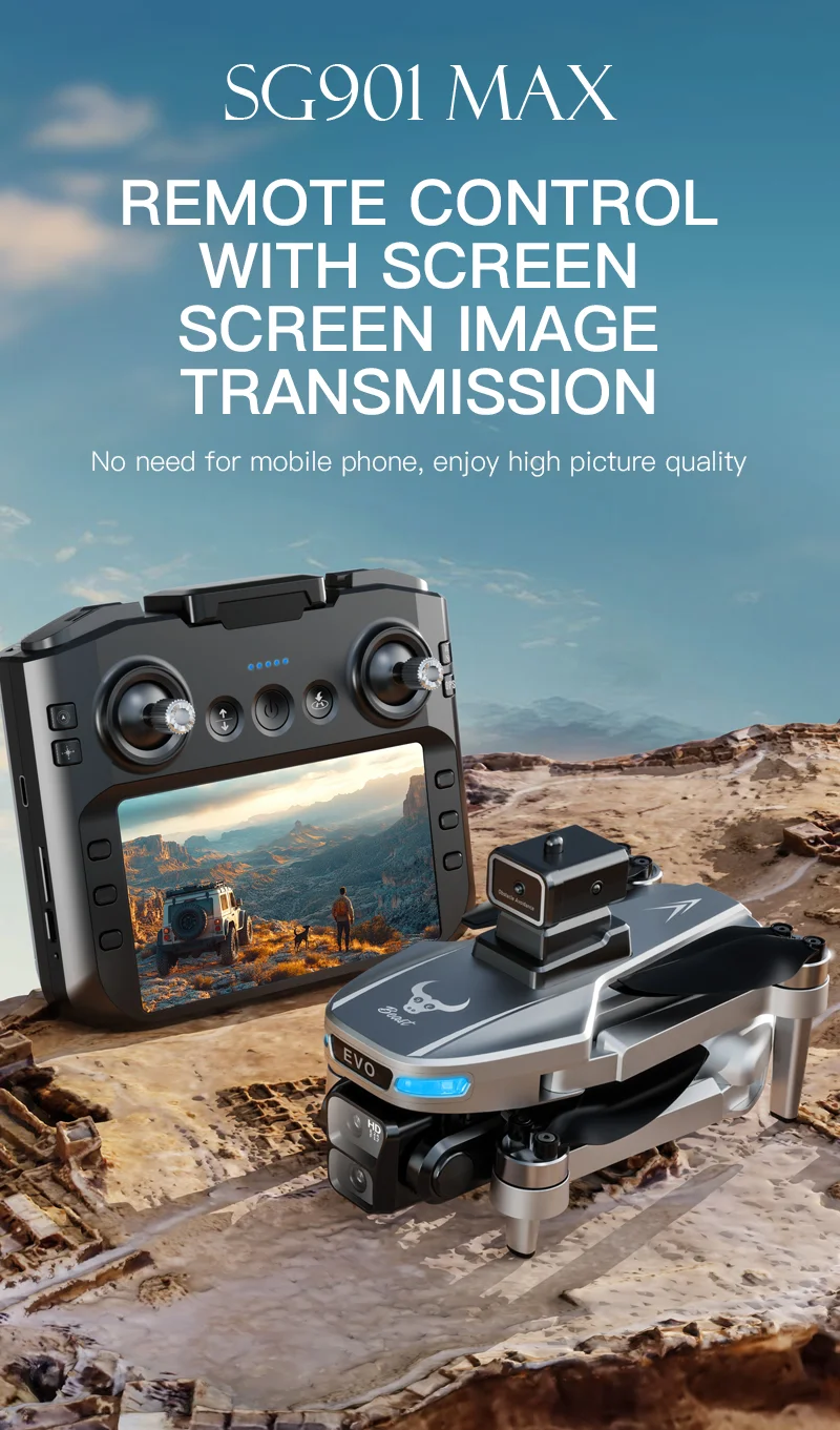 Drone RC de photographie aérienne SG901 Max HD, moteur sans balais, quadricoptère pliable pour éviter les obstacles avec 3 batteries 4