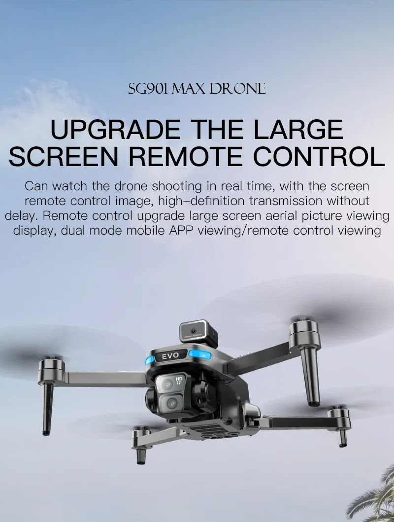 Drone RC de photographie aérienne SG901 Max HD, moteur sans balais, quadricoptère pliable pour éviter les obstacles avec 3 batteries 5