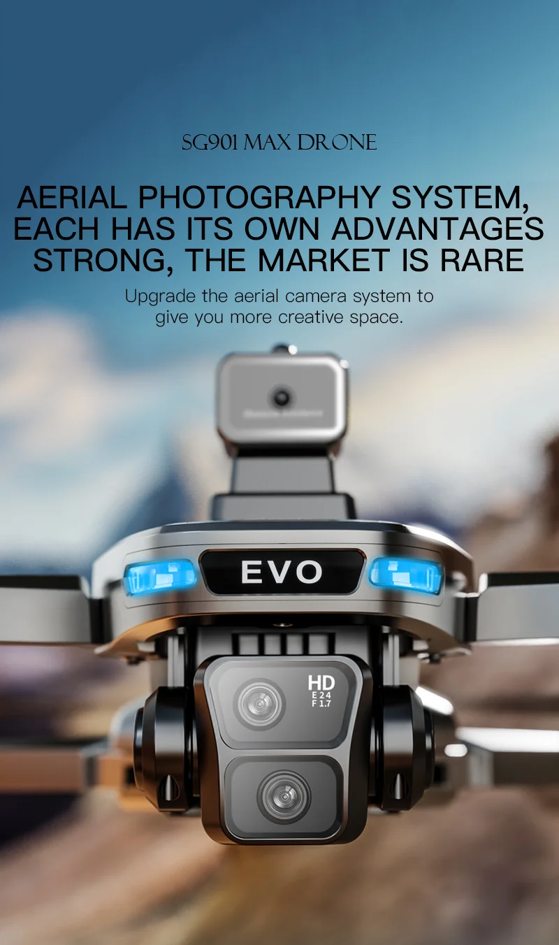 Drone RC de photographie aérienne SG901 Max HD, moteur sans balais, quadricoptère pliable pour éviter les obstacles avec 3 batteries 8