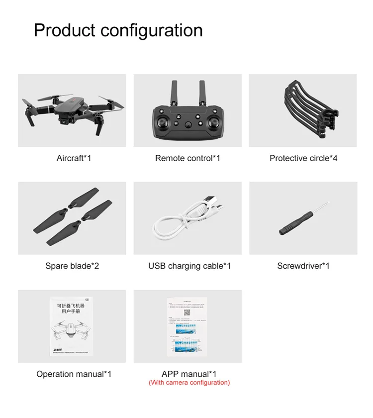Drone pliable E88, photos aériennes HD, quadricoptère, maintien d'altitude, avion RC avec double caméra 4K - Noir 17
