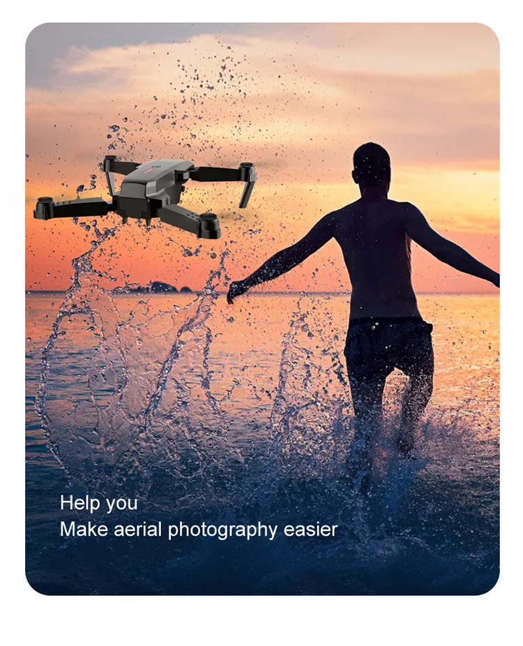 Drone pliable E88, photos aériennes HD, quadricoptère, maintien d'altitude, avion RC avec double caméra 4K - Noir 7