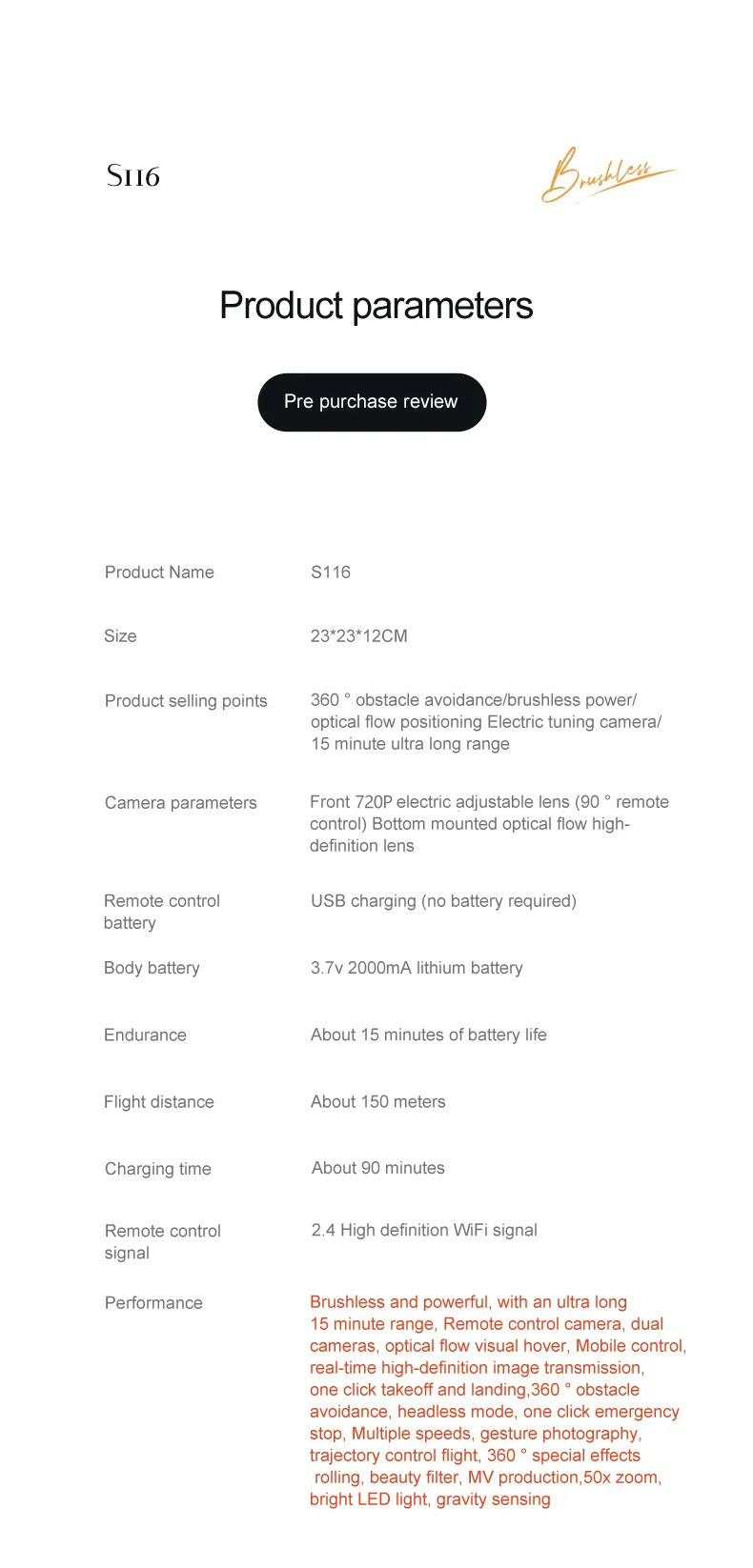 Drone télécommandé S116 à double objectif, quadricoptère anti-obstacles, 1 batterie, noir 17