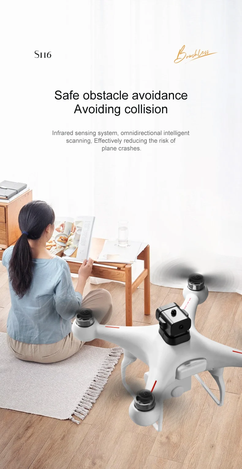 Drone télécommandé S116 RC à double objectif, quadricoptère anti-obstacles, 1 batterie, noir 9