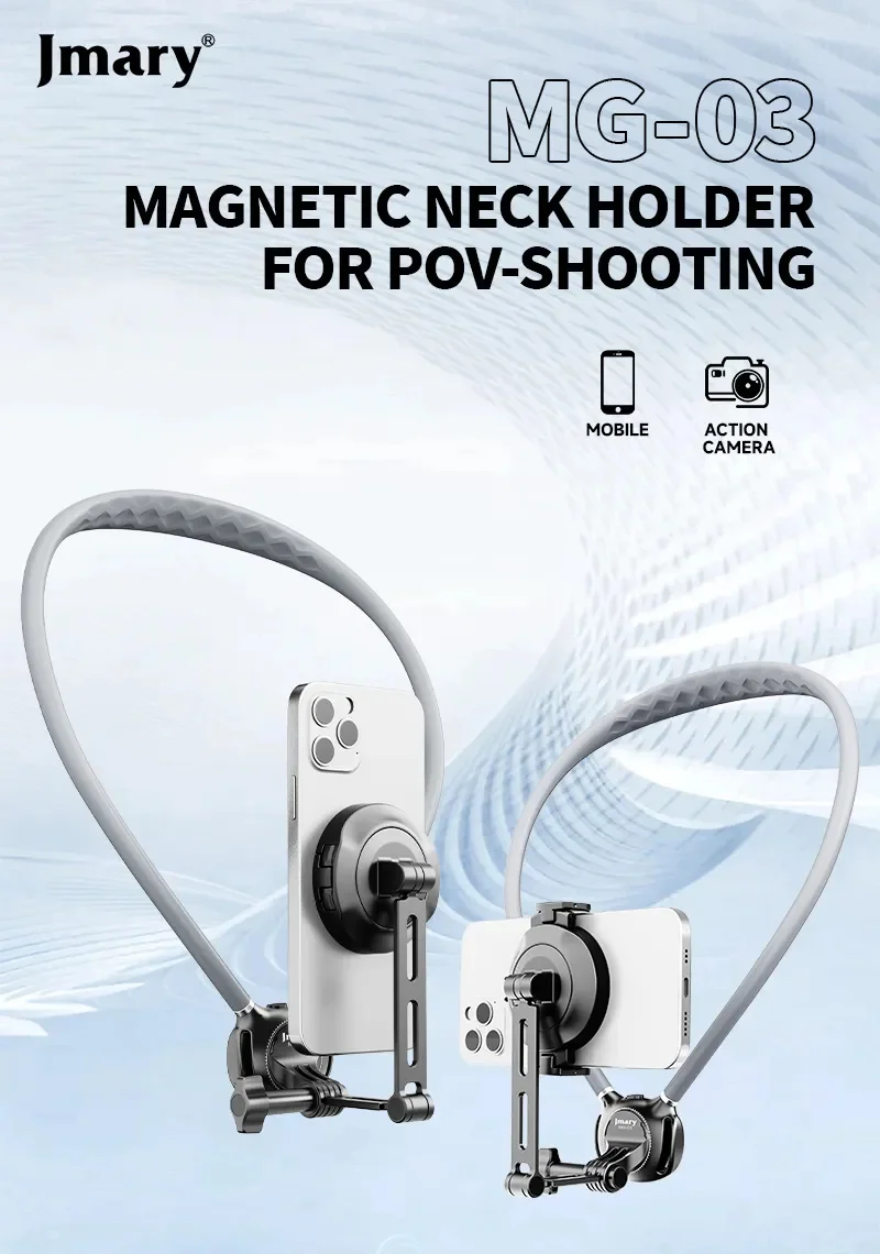 JMARY MG-03 Magnetic Neck Mount Holder for POV Shooting Multi-angle Selfie Adjustable Phone Holder for Smartphone 1