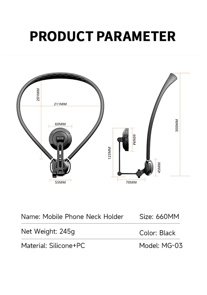 JMARY MG-03 Magnetic Neck Mount Holder for POV Shooting Multi-angle Selfie Adjustable Phone Holder for Smartphone 10