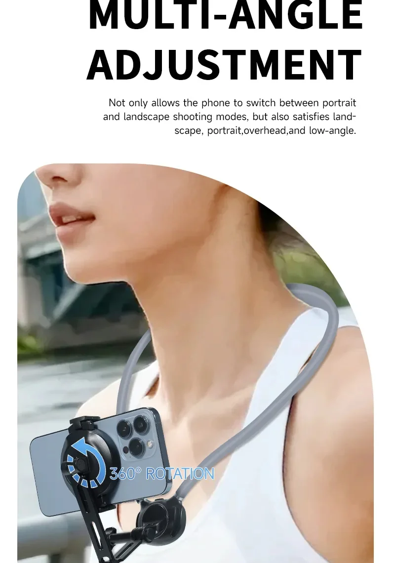 JMARY MG-03 Magnetic Neck Mount Holder for POV Shooting Multi-angle Selfie Adjustable Phone Holder for Smartphone 3