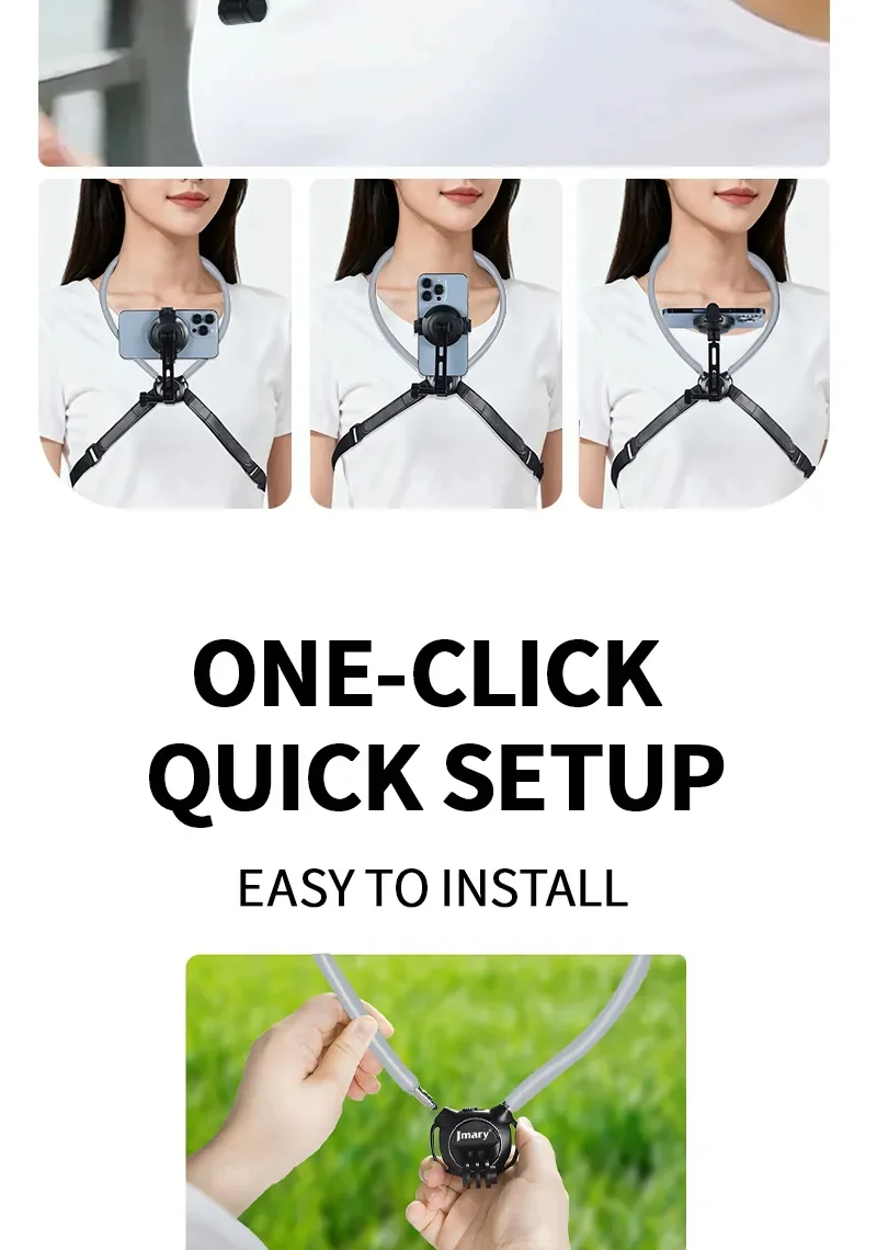 JMARY MG-03 Magnetic Neck Mount Holder for POV Shooting Multi-angle Selfie Adjustable Phone Holder for Smartphone 4