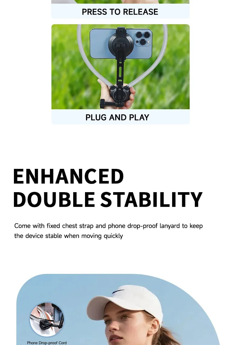 JMARY MG-03 Magnetic Neck Mount Holder for POV Shooting Multi-angle Selfie Adjustable Phone Holder for Smartphone 5