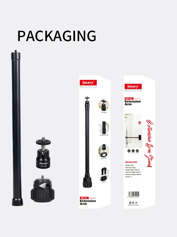 JMARY MT-21 Desktop Livestream Shooting Arm Aluminum Alloy Tripod Extension Rod 10