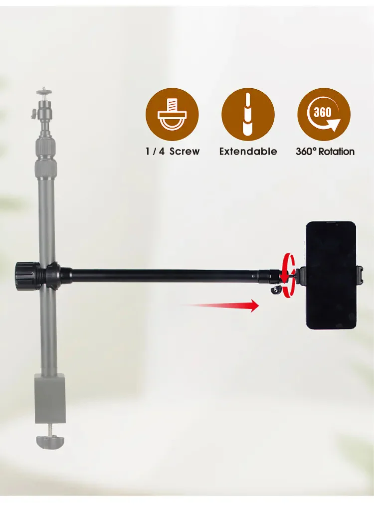 JMARY MT-21 Desktop Livestream Shooting Arm Aluminum Alloy Tripod Extension Rod 2