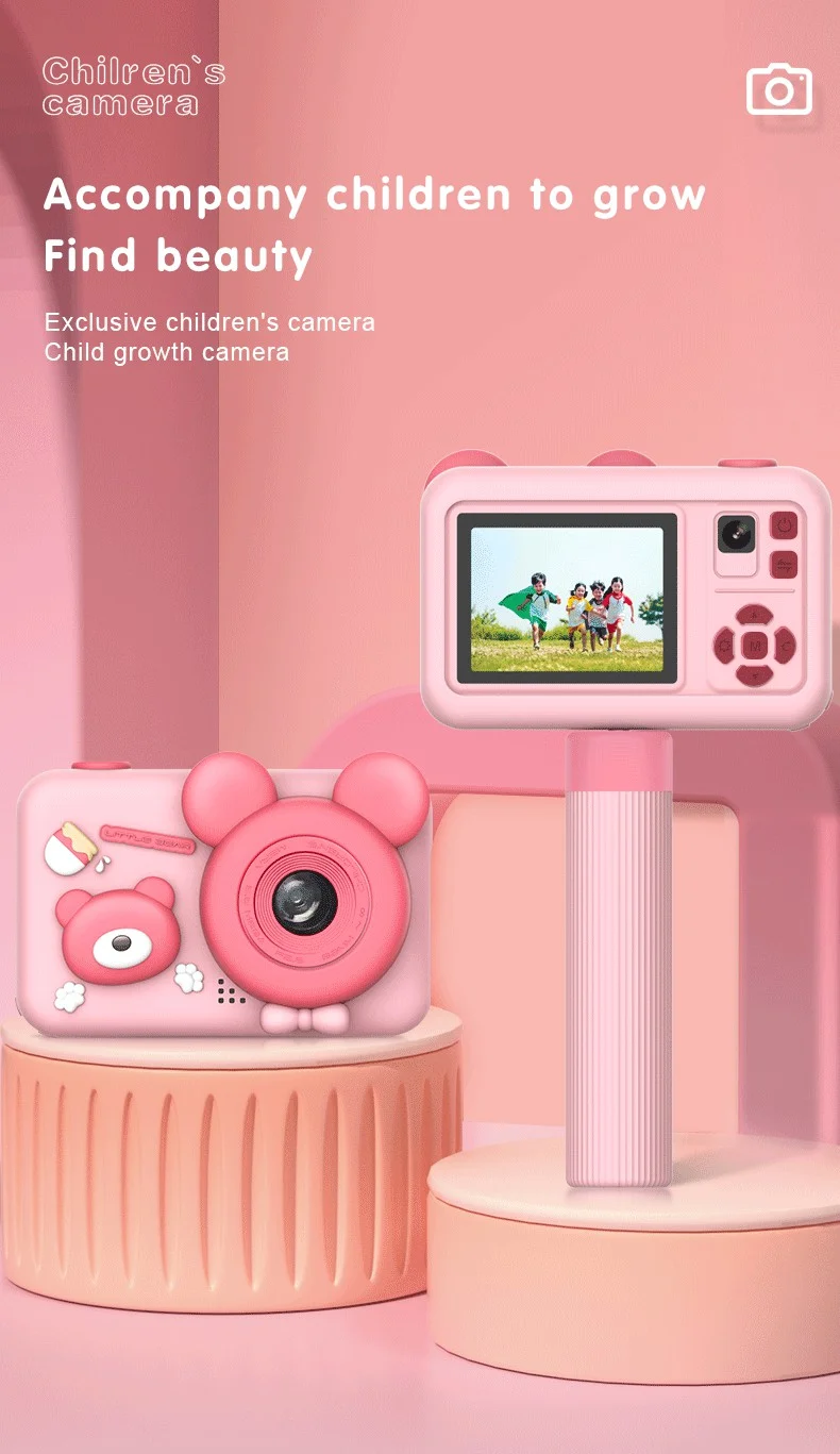 D32 2.0 Inch IPS Screen Dual Lens Mini Kids Camera Video Recorder with Tripod, with 32G Memory Card + Card Reader - Blue 1