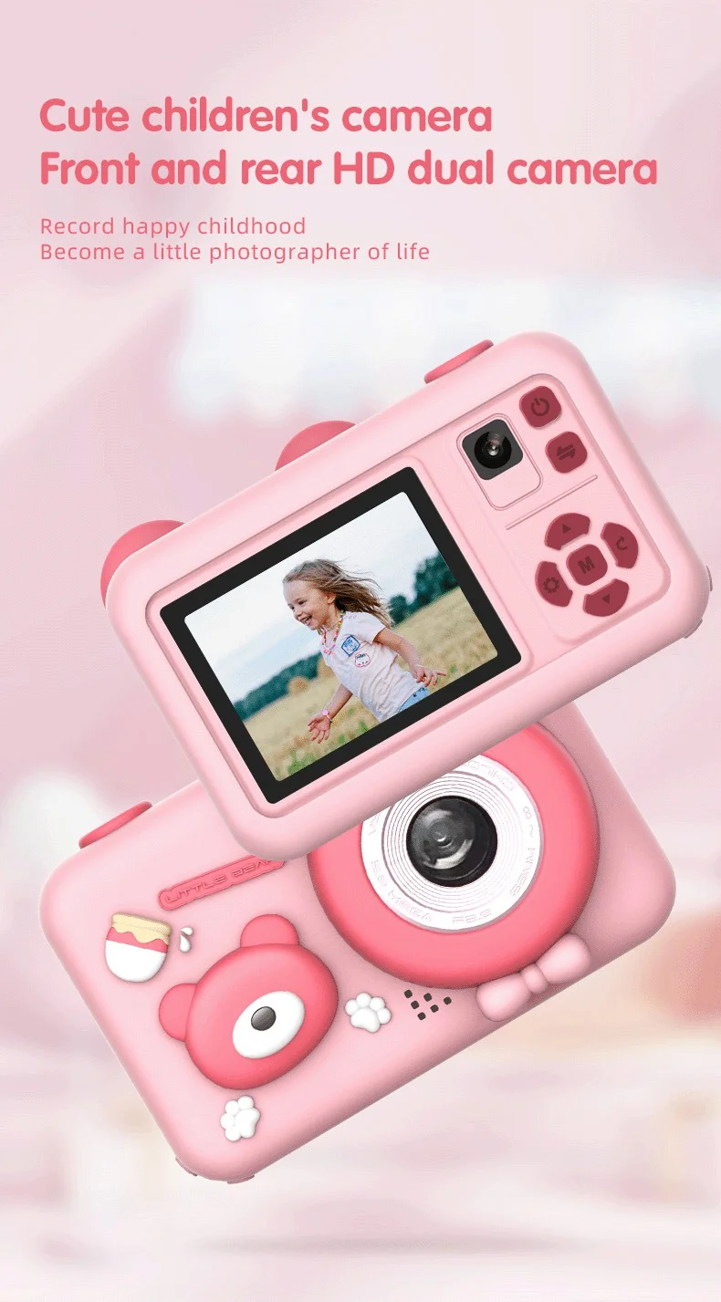D32 2.0 Inch IPS Screen Dual Lens Mini Kids Camera Video Recorder with Tripod, with 32G Memory Card + Card Reader - Blue 6