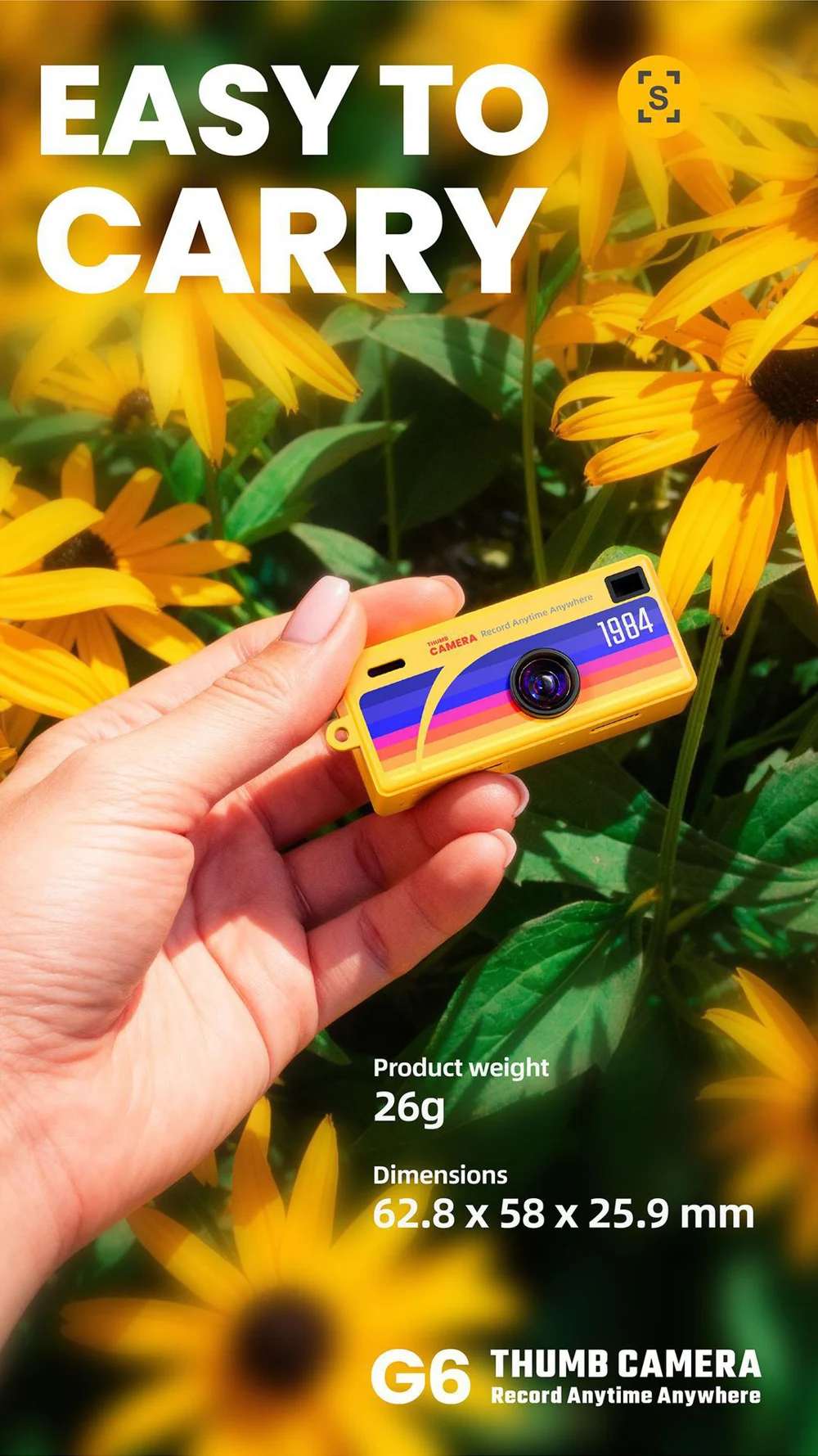 G6 0.96 Inch TFT Screen 2MP Thumb Camera with Keychain 1080P HD Mini Video Recorder for Kids Birthday Gift - Blue 12