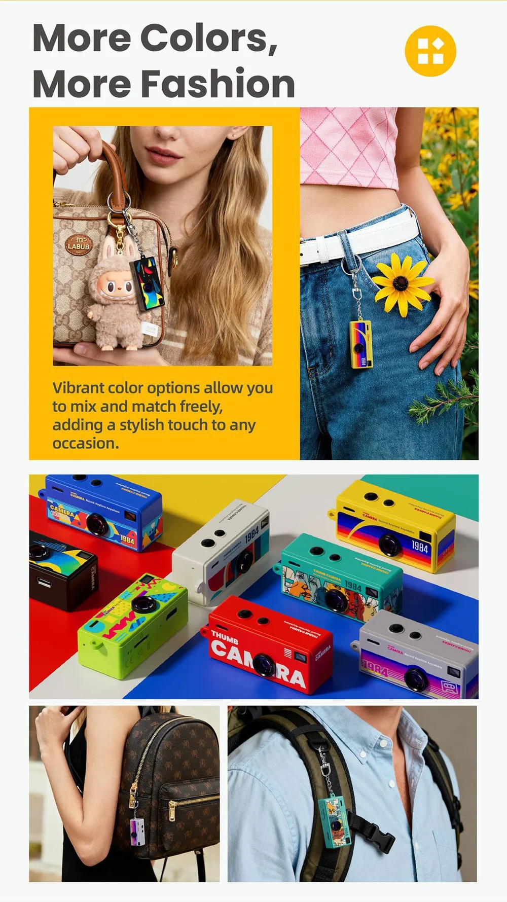 G6 0.96 Inch TFT Screen 2MP Thumb Camera with Keychain 1080P HD Mini Video Recorder for Kids Birthday Gift - Blue 7
