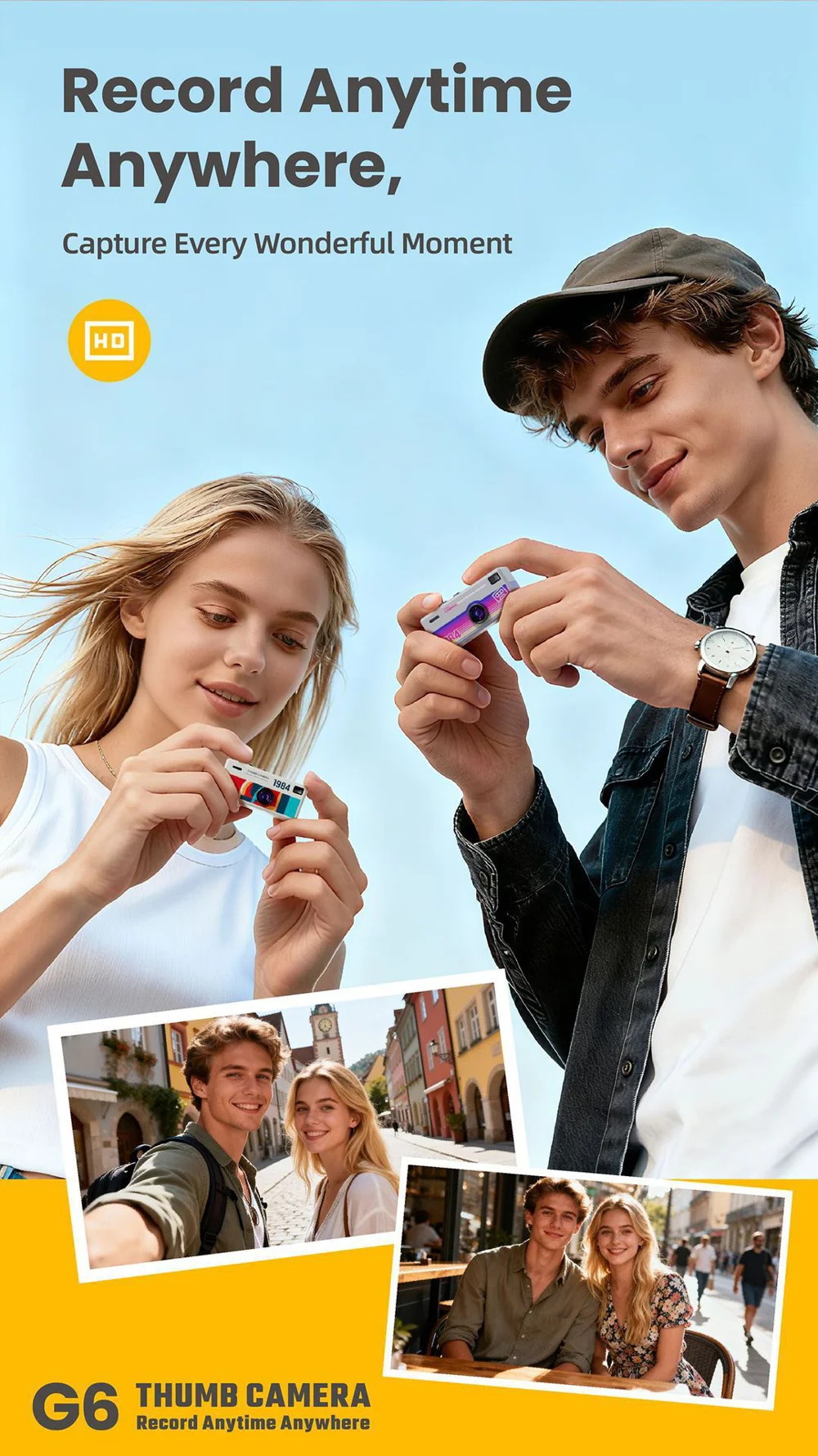 G6 0.96 Inch TFT Screen 2MP Thumb Camera with Keychain 1080P HD Mini Video Recorder for Kids Birthday Gift - Blue 9