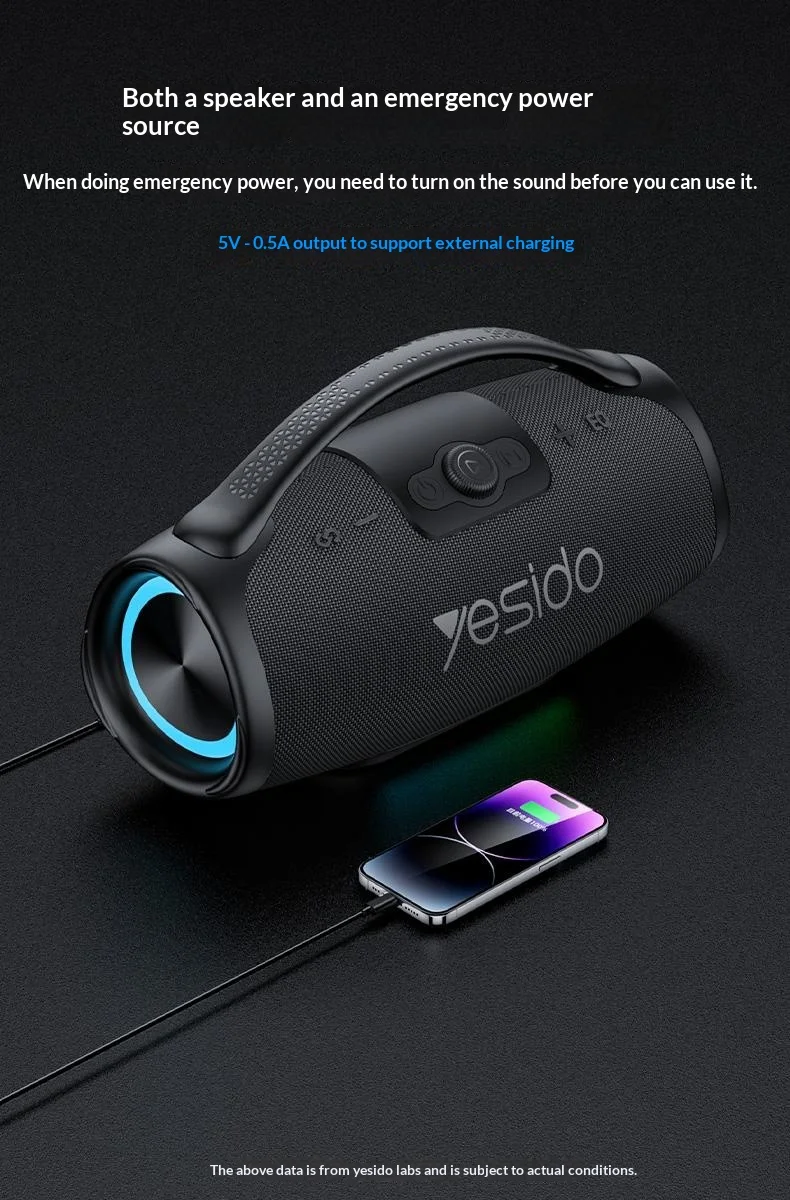 YESIDO YSW45 120W Bluetooth-compatible 5.0 Wireless Speaker RGB Lights Outdoor Portable Speaker with Microphone - Black 11
