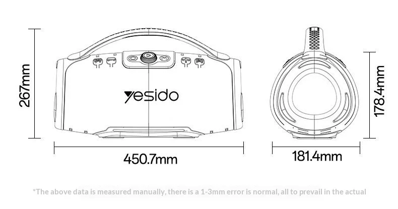 YESIDO YSW45 120W Bluetooth-compatible 5.0 Wireless Speaker RGB Lights Outdoor Portable Speaker with Microphone - Black 14